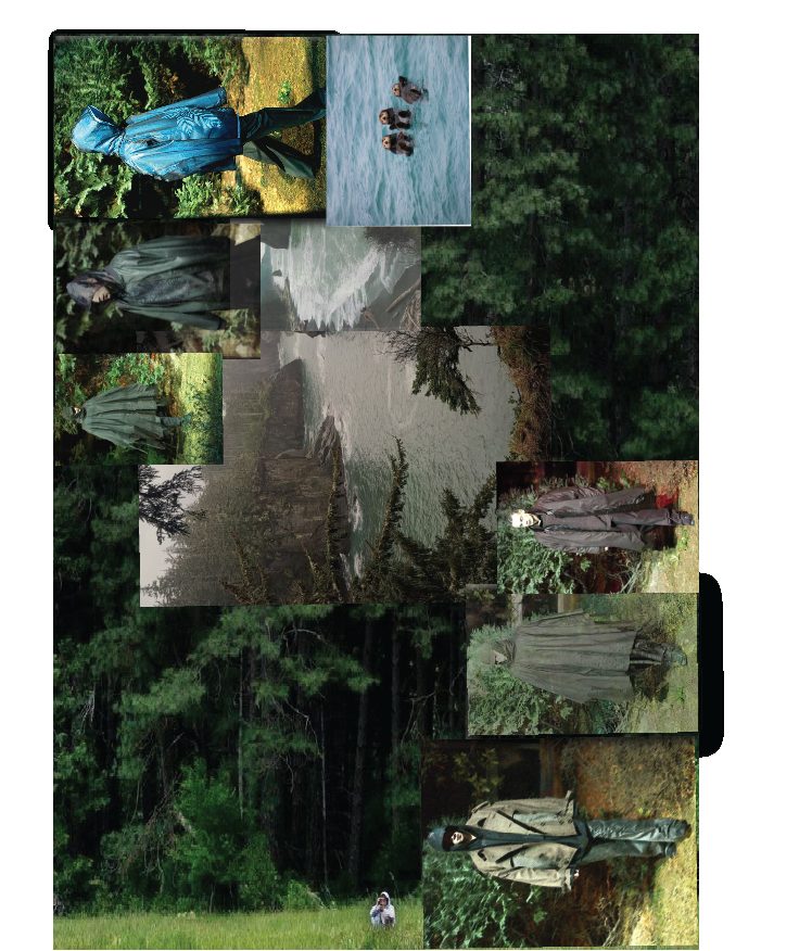 Early mood board exploring a nature/water-performance direction for the jacket