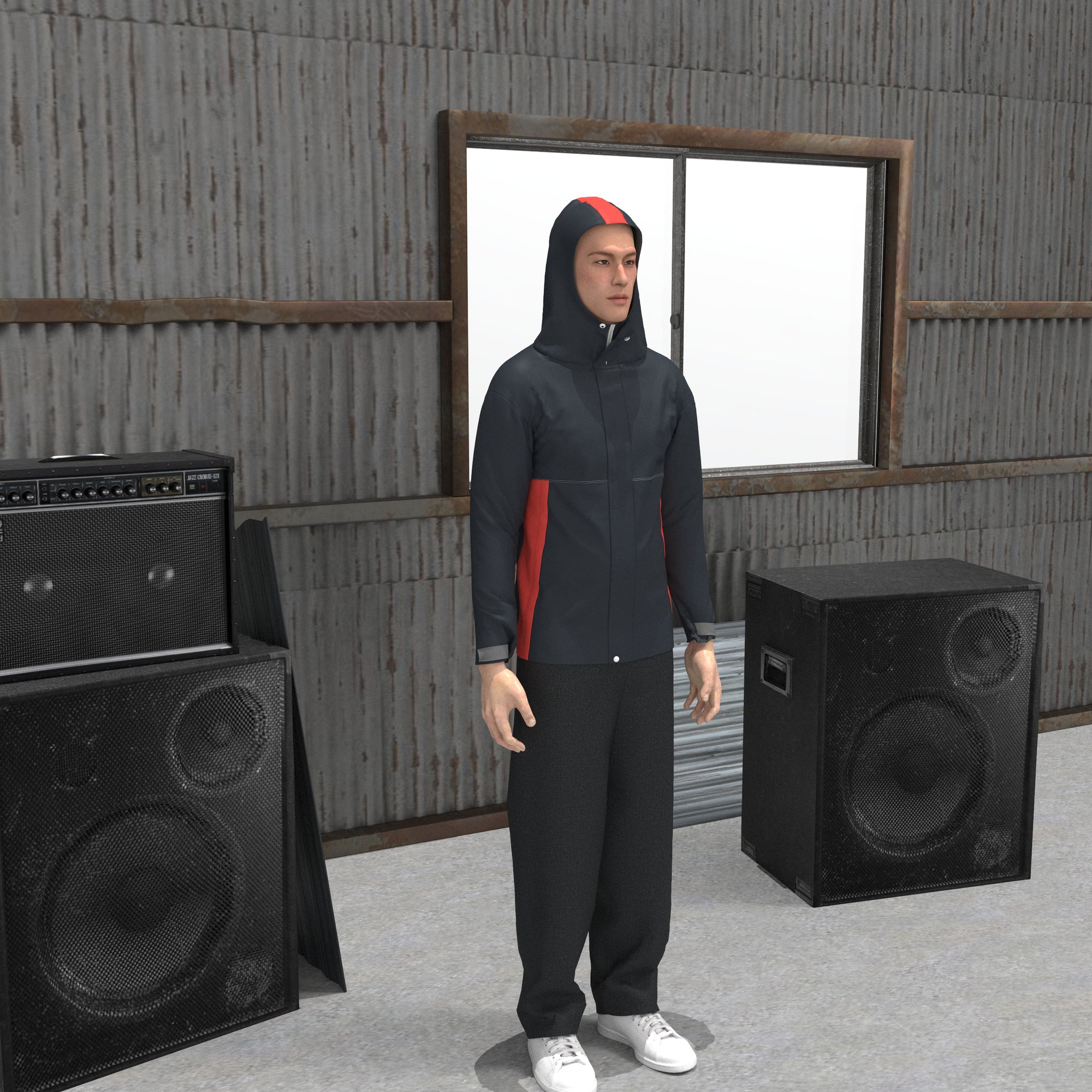3D render of the Storm Shell technical rain jacket