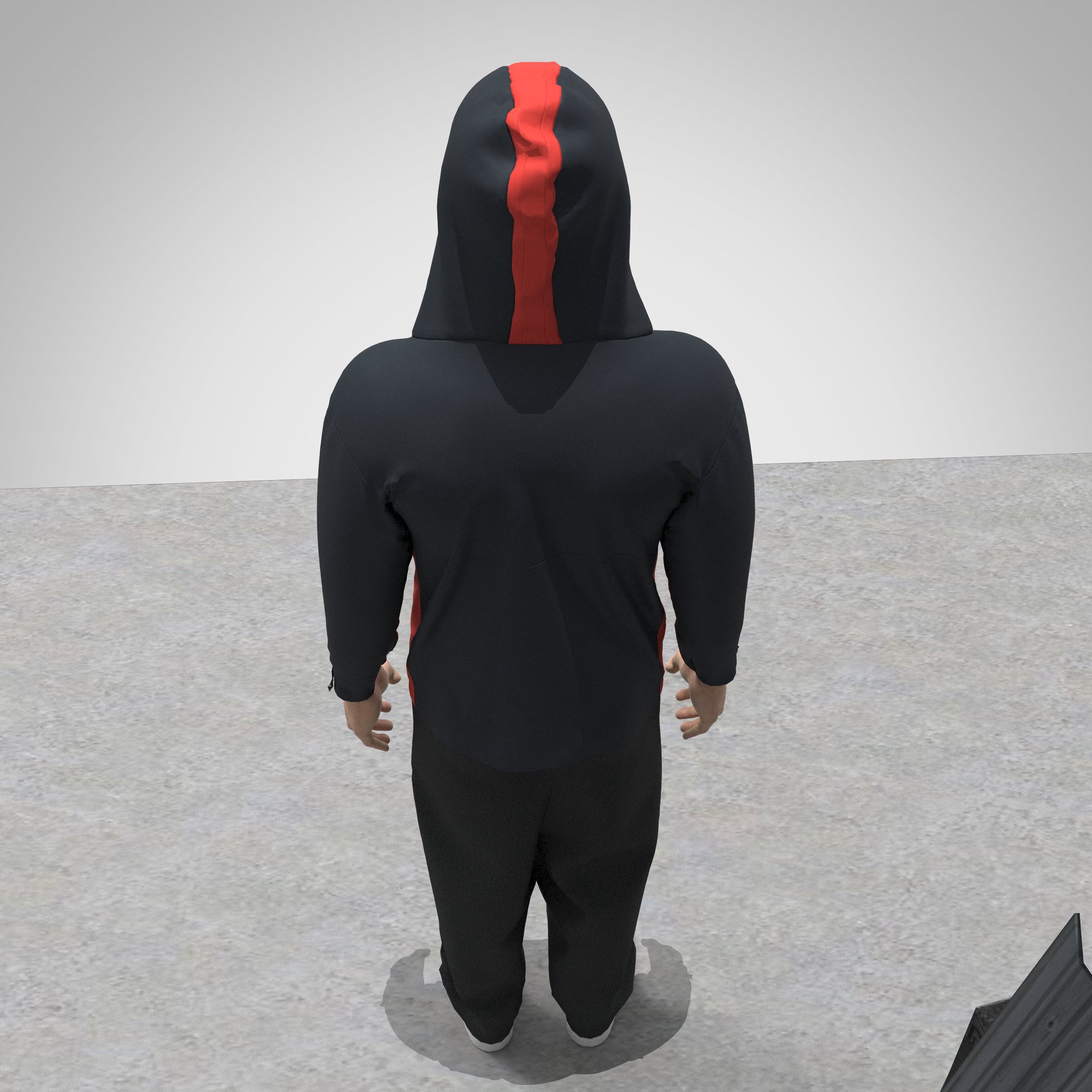 Render of the rain jacket, side profile